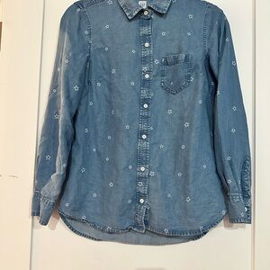 GAP Light Blue Denim Shirt with Star Print